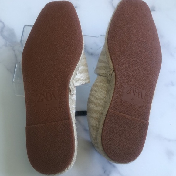Zara Low Heel Cream  Zebra Animal Print Espadrilles Size EUR 41 US 10 NWT - Picture 4 of 11